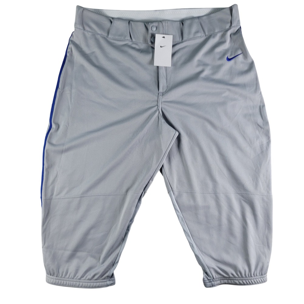 Nike Baseball Pants Mens 3XL Grey NEW BQ9021-055 Blue Side Stripe Knicker Style - Picture 1 of 13